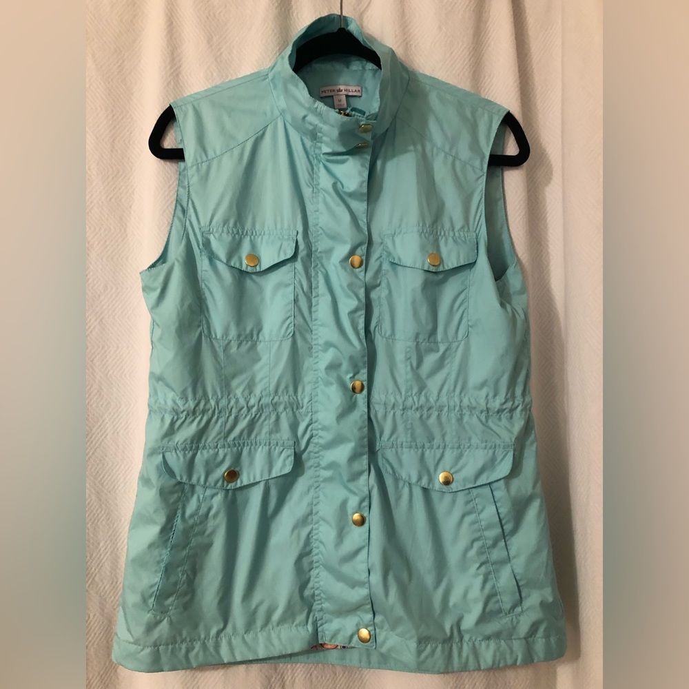 Peter Millar Medium Light Blue Vest with Full Zip and Discovery Logo